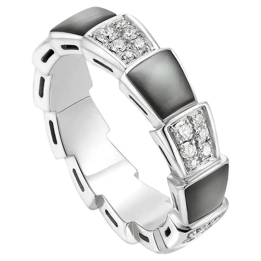 [Jesse jewelry]SERPENTI RING SILVER DIAMOND BLACK MOP 4MM