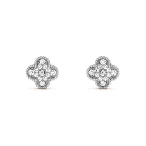 [Jesse jewelry]CLOVER 1 MOTIFS DIAMOND STUD EARRINGS SILVER