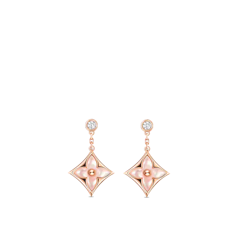 [Jesse jewelry]DOUBLE STAR PINK GOLD MOP DROP EARRINGS