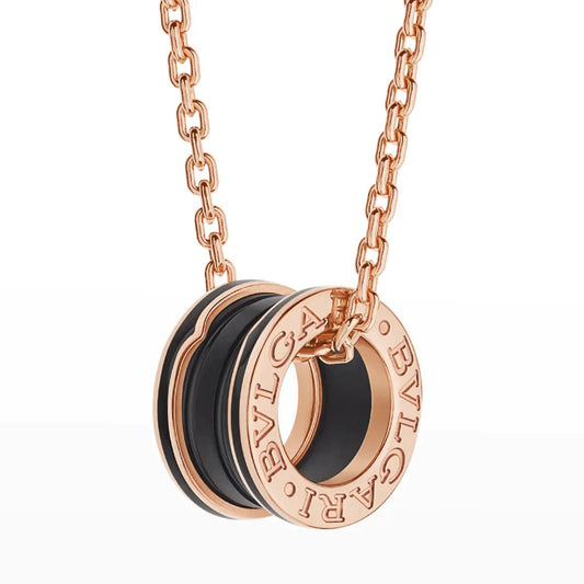 [Jesse jewelry]ZERO 1 BLACK CERAMIC PINK GOLD NECKLACE