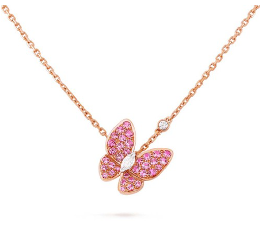 [Jesse jewelry]BUTTERFLY RED DIAMOND ROSE GOLD NECKLACE