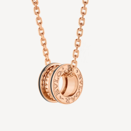 [Jesse jewelry]ZERO 1 ROCK PEDANT PINK GOLD BLACK NECKLACE