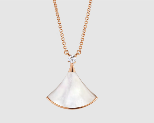 [Jesse jewelry]DREAM NECKLACE WHITE MOP PINK GOLD 1 DIAMOND