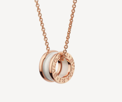[Jesse jewelry]ZERO 1 WHITE CERAMIC PINK GOLD NECKLACE