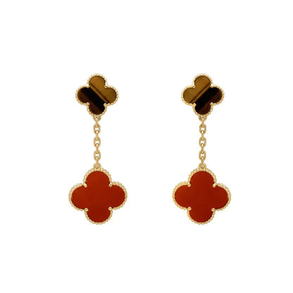 [Jesse jewelry]CLOVER  2 MOTIF  TIGER EYE CARNELIAN EARRINGS