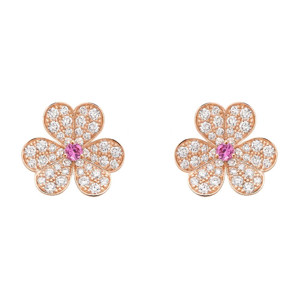 [Jesse jewelry]FRIVOLE PINK GOLD FLOWER DIAMOND EARRINGS