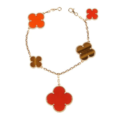 [Jesse jewelry]CLOVER BRACELET 5 MOTIFS CARNELIAN TIGER EYE