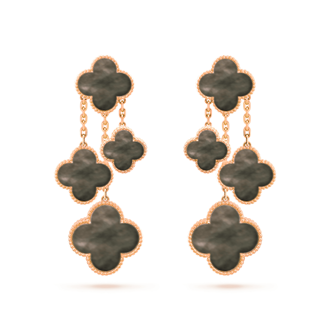 [Jesse jewelry]CLOVER EARRINGS DARK MOP 4 MOTIFS ROSE GOLD