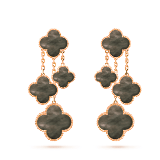 [Jesse jewelry]CLOVER EARRINGS DARK MOP 4 MOTIFS ROSE GOLD