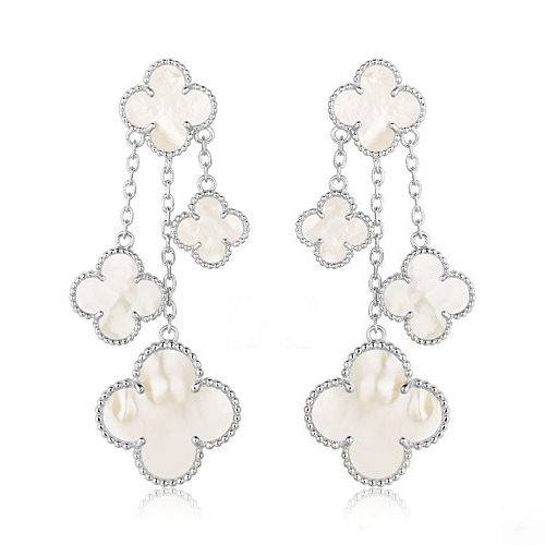 [Jesse jewelry]CLOVER EARRINGS WHITE MOP 4 MOTIFS SILVER
