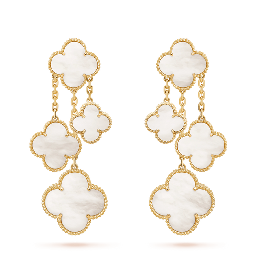 [Jesse jewelry]CLOVER EARRINGS WHITE MOP 4 MOTIFS GOLD