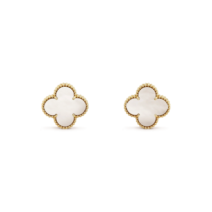 [Jesse jewelry]CLOVER MEDIUM 1 MOTIFS  WHITE MOP STUD EARRINGS