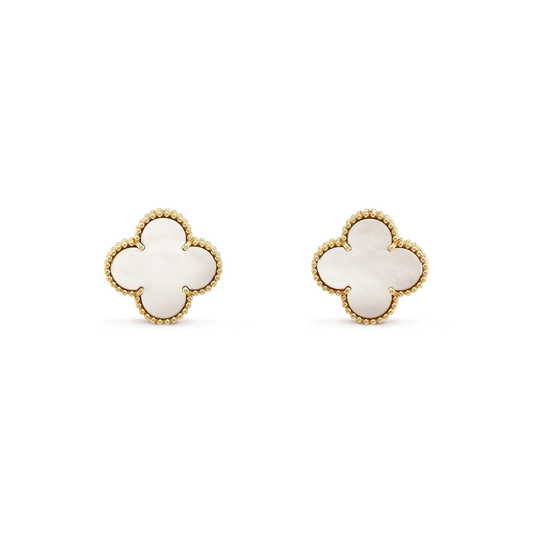 [Jesse jewelry]CLOVER MEDIUM 1 MOTIFS  WHITE MOP STUD EARRINGS