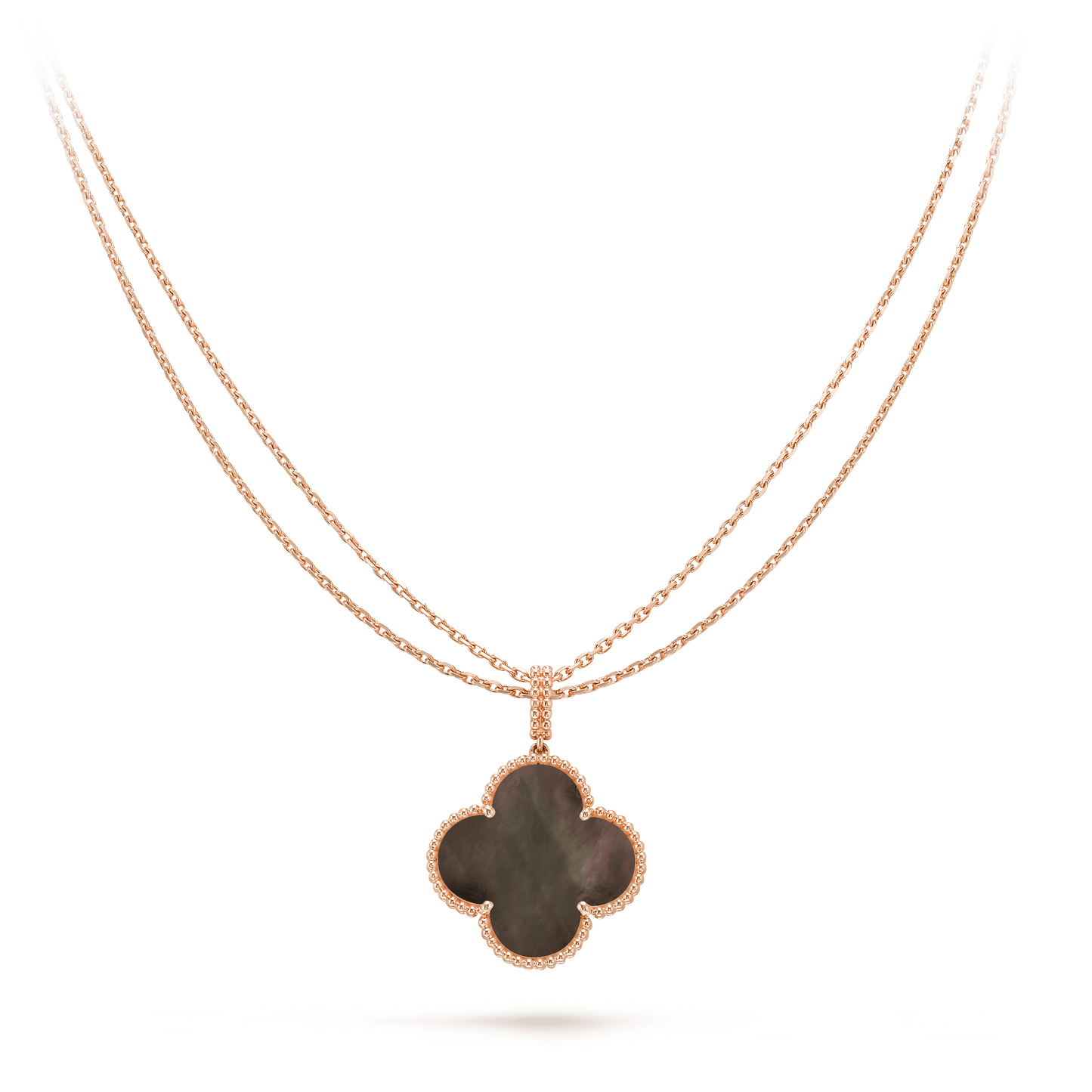 [Jesse jewelry]CLOVER 25MM GOLD DARK MOP BIG CLOVER NECKLACE