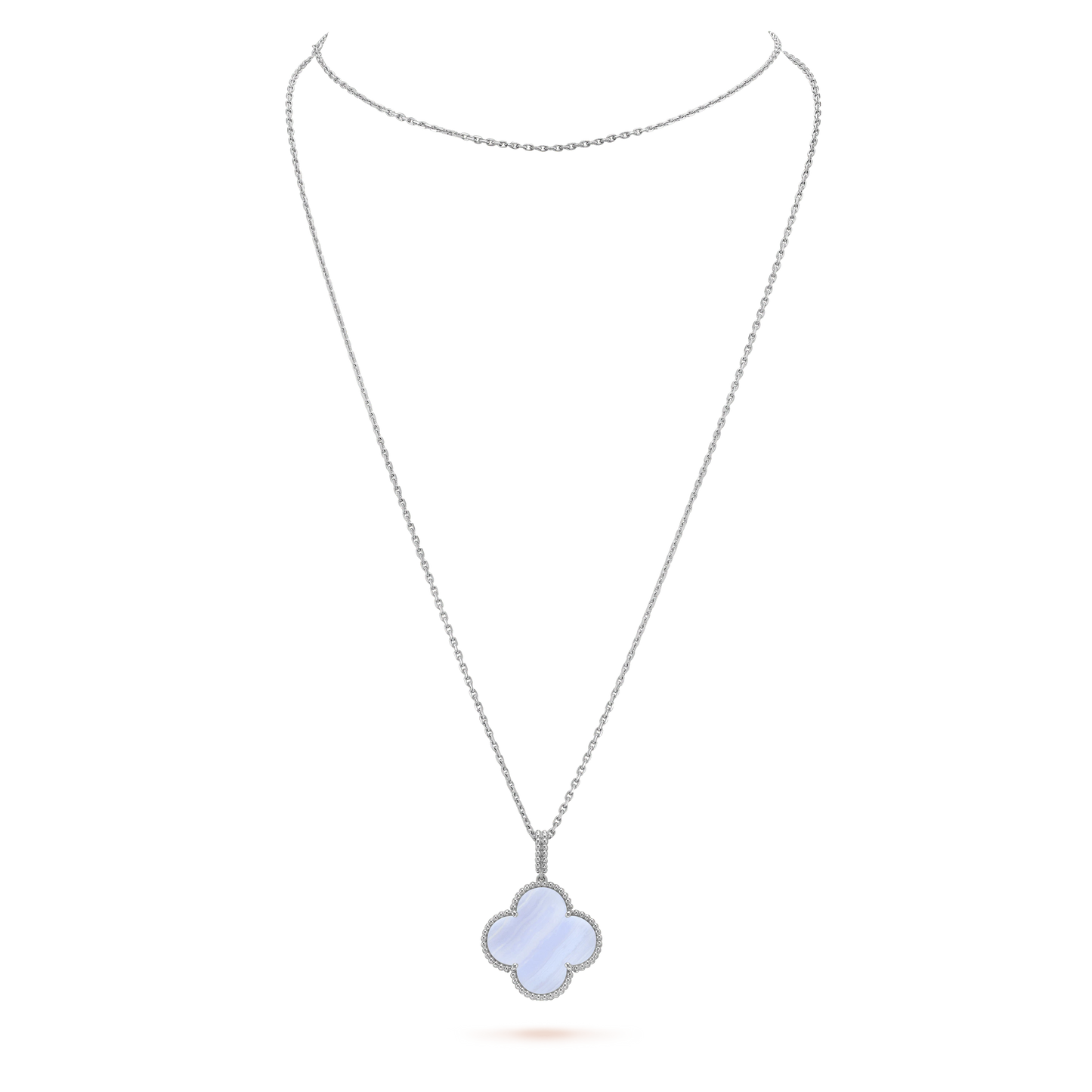 [Jesse jewelry]CLOVER SILVER CHALCEDONY BIG CLOVER NECKLACE