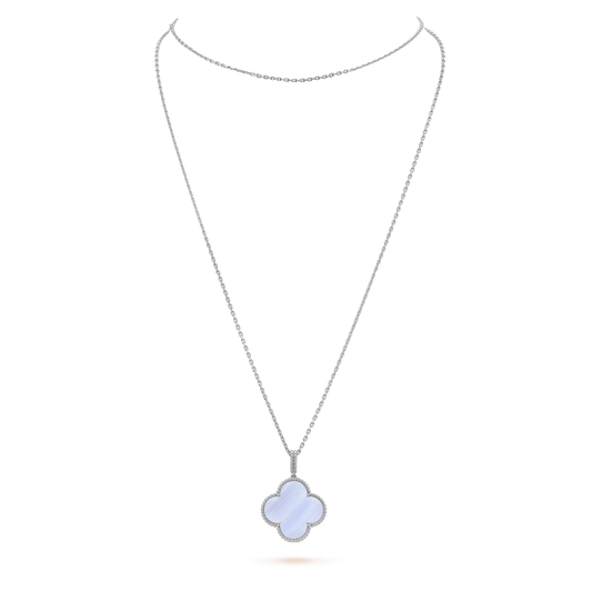[Jesse jewelry]CLOVER SILVER CHALCEDONY BIG CLOVER NECKLACE