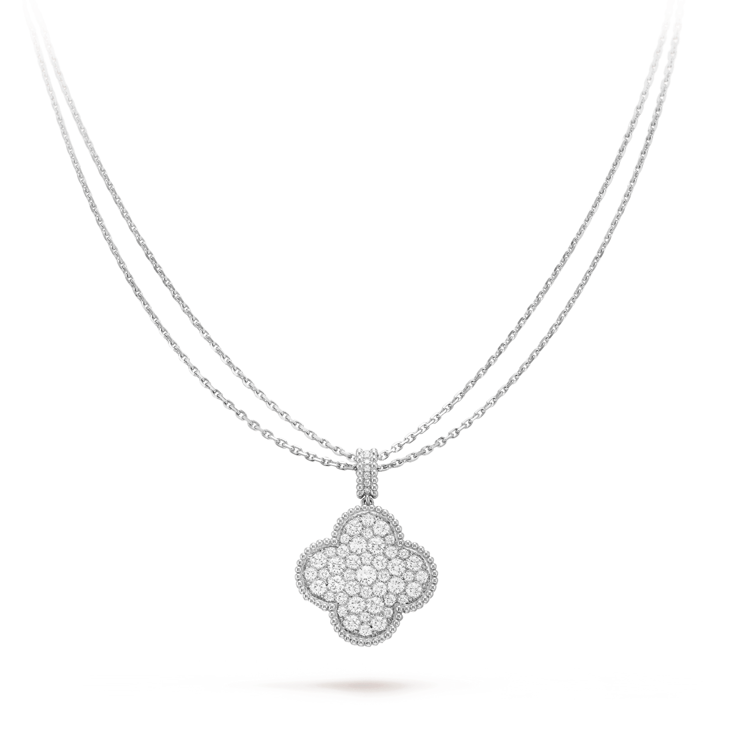 [Jesse jewelry]CLOVER 25MM SILVER FULL DIAMOND BIG CLOVER NECKLACE