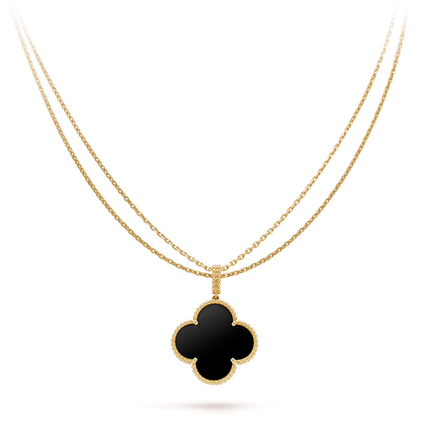 [Jesse jewelry]CLOVER 25MM GOLD ONYX BIG CLOVER NECKLACE