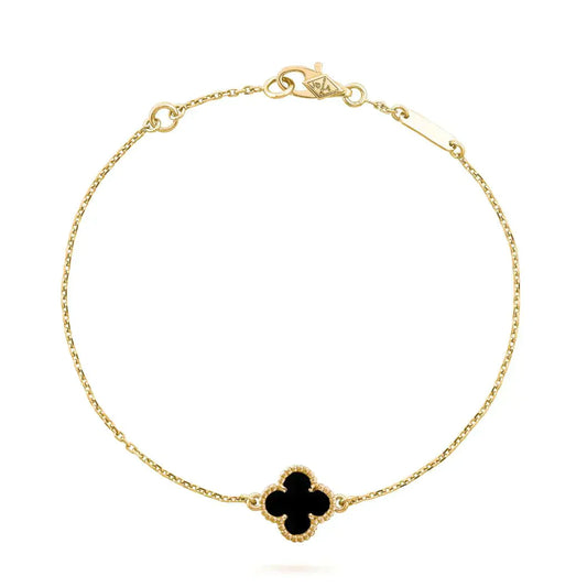 [Jesse jewelry]CLOVER ONYX SINGLE FLOWER BRACELET