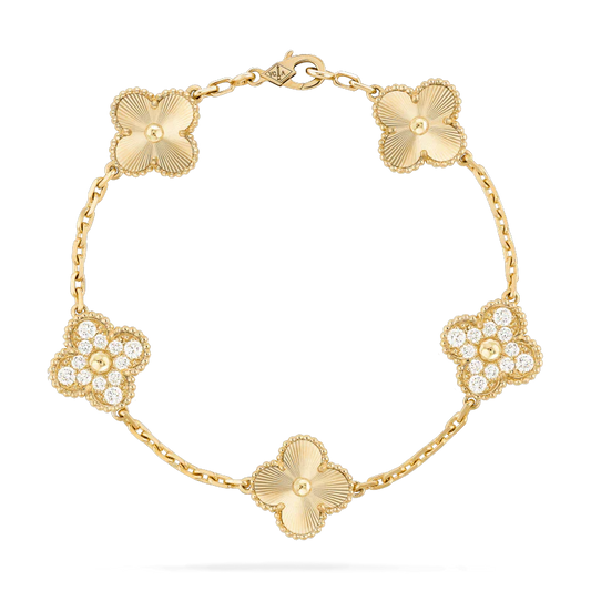 [Jesse jewelry]CLOVER BRACELET 5 MOTIFS GOLD DIAMOND