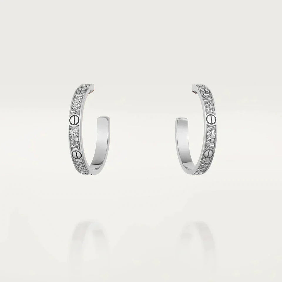 [Jesse jewelry]LOVE DIAMOND SILVER HOOP EARRINGS