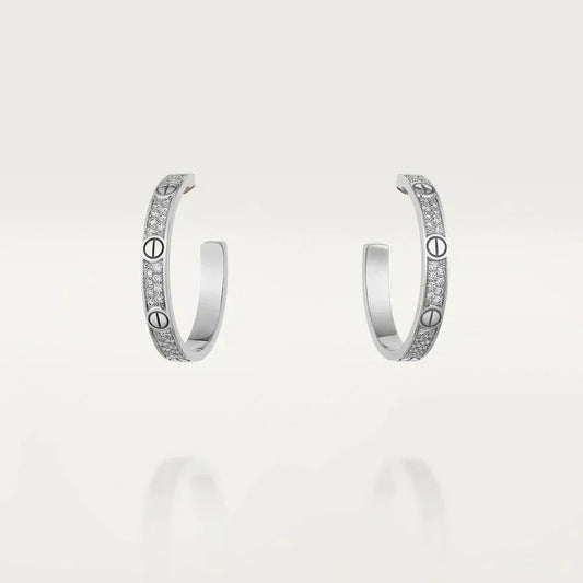 [Jesse jewelry]LOVE DIAMOND SILVER HOOP EARRINGS