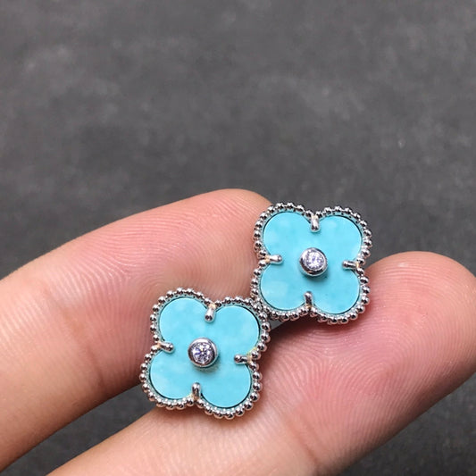 [Jesse jewelry]CLOVER 1 DIAMOND BLUE SKY SILVER EARRINGS