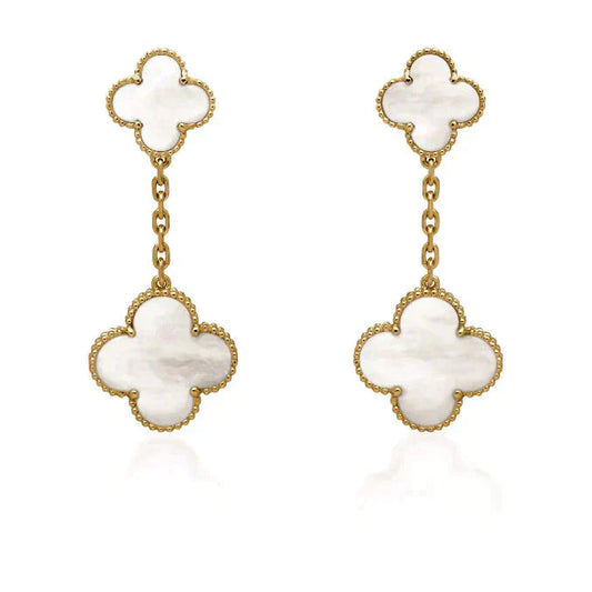 [Jesse jewelry]CLOVER 2 MOTIF WHITE MOP EARRINGS