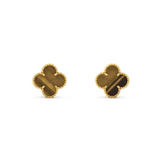 [Jesse jewelry]CLOVER MEDIUM 1 MOTIFS TIGER EYE EARRINGS