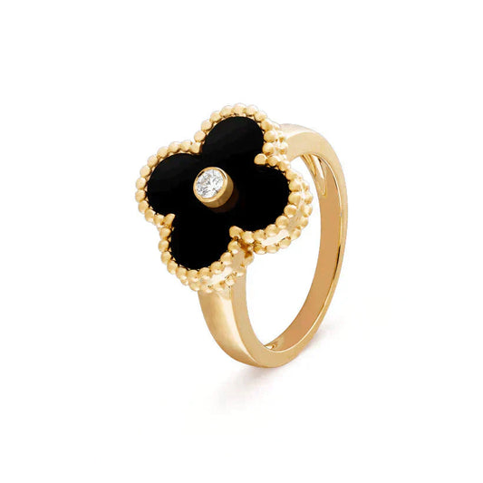 [Jesse jewelry]CLOVER ONYX RING GOLD DIAMOND