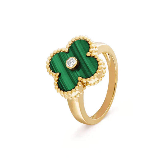 [Jesse jewelry]CLOVER MALACHITE RING GOLD DIAMOND