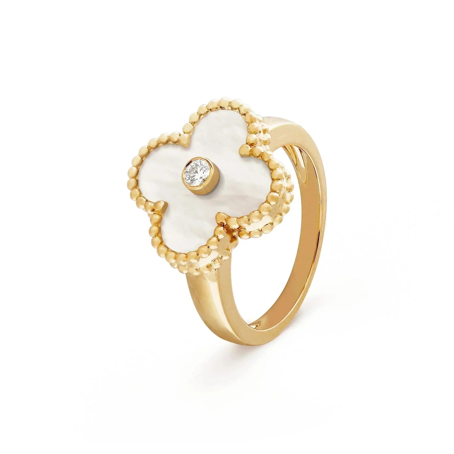 [Jesse jewelry]CLOVER PINK MOP RING GOLD DIAMOND