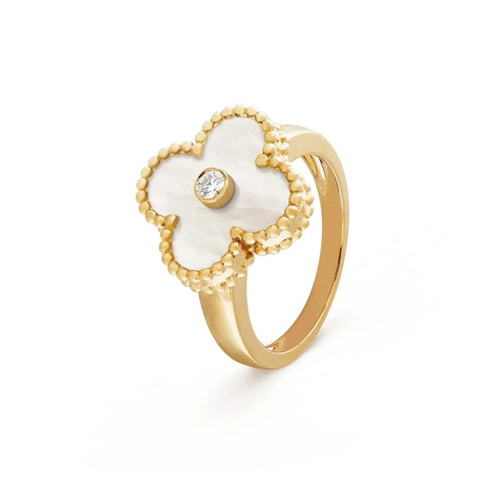 [Jesse jewelry]CLOVER PINK MOP RING GOLD DIAMOND